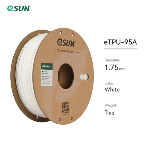 eTPU-95A пластик 1.75 мм eSUN 1 кг (Белый)
