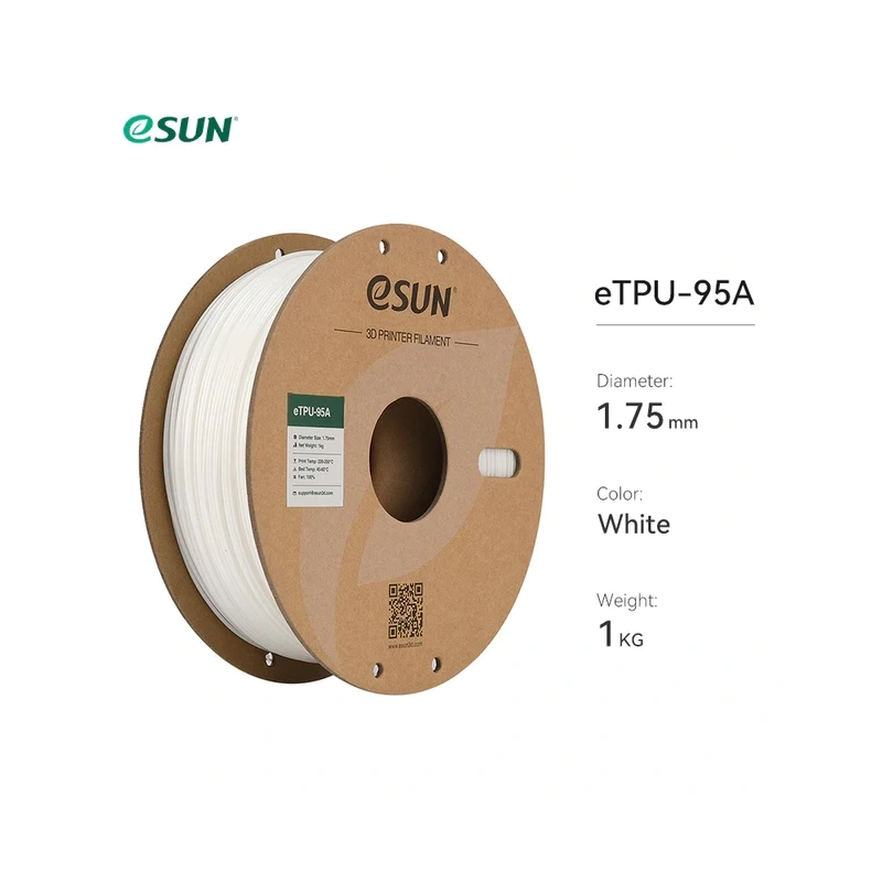 eTPU-95A пластик 1.75 мм eSUN 1 кг (Белый)