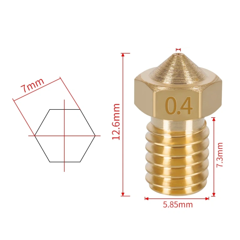 Сопло латунное E3D V6/V5 Kingroon (0.2 мм)
