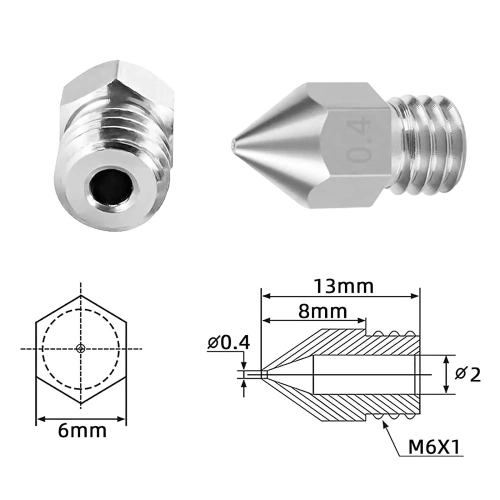 Сопло MK8 из нержавеющей стали Kingroon (0.1 мм)