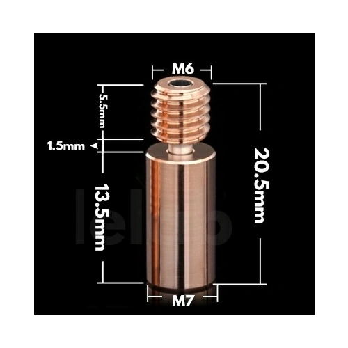 Термобарьер V6 гладкий (L=20.5 мм) Bi-Metal титан-медь (Исполнение 1) Trianglelab