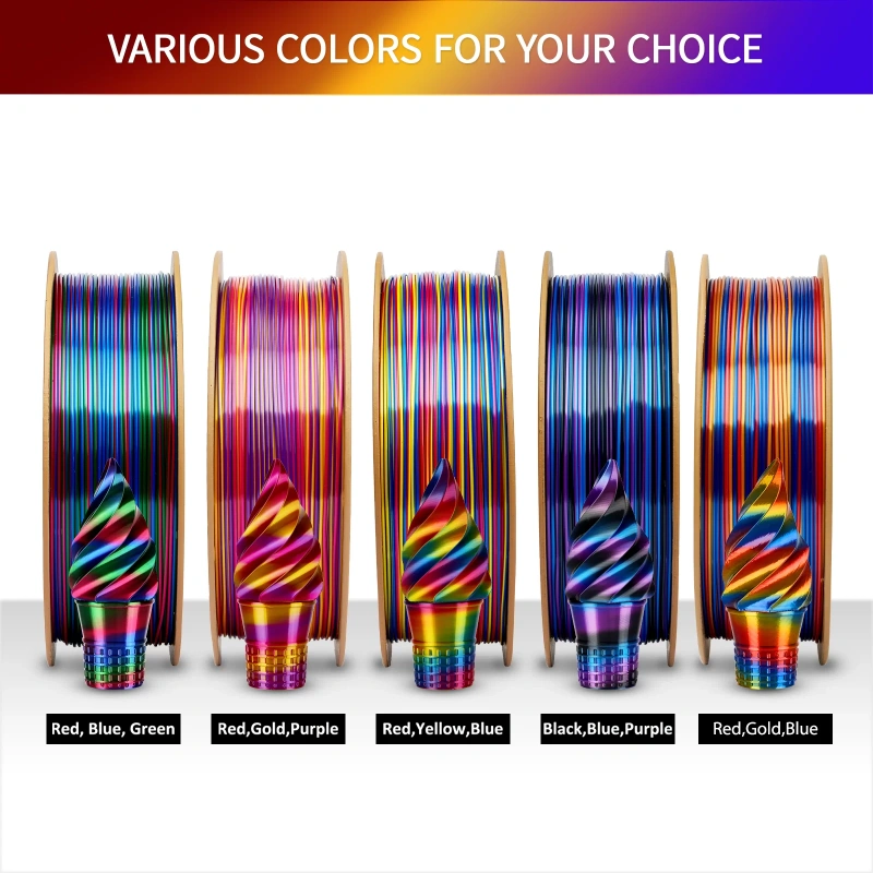 PLA Silk Rainbow трехцветный Black Blue Purple 1.75 мм ERYONE 1 кг