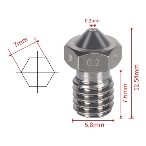 Сопло E3D V6 закаленное стальное Kingroon (0.2 мм)