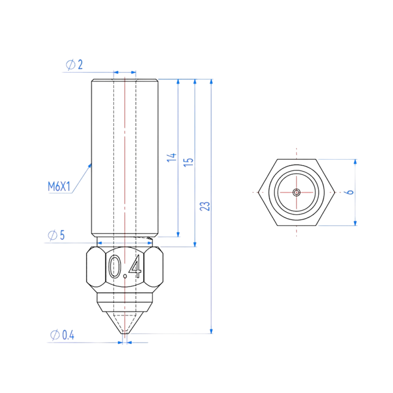 Сопло Kingroon для Creality K1/ K1 Max (2023) / Ender-3 V3 KE/ CR-10 SE Латунь (0,4 мм)