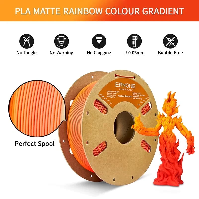 PLA Matte Gradient двухцветный Red-Yellow 1.75 мм ERYONE 1 кг