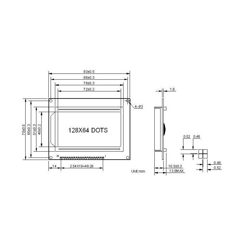 Графический дисплей STN LCD12864, синий, 128x64