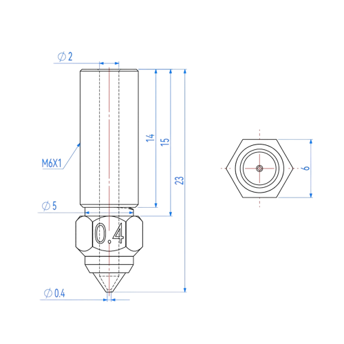 Сопло Kingroon для Creality K1/K1 Max (2023)/ Ender-3 V3 KE/ CR-10 SE закаленная сталь + медь (0.2 мм)