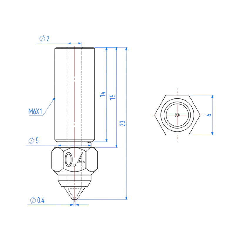 Сопло Kingroon для Creality K1/K1 Max (2023)/ Ender-3 V3 KE/ CR-10 SE закаленная сталь + медь (0.2 мм)